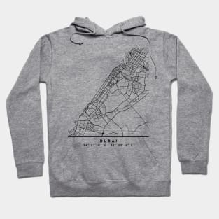 DUBAI UAE DESIGNER BLACK CITY STREET MAP ART Hoodie